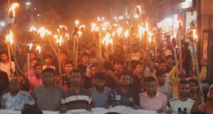 ছাত্রদল নেতা জুবায়েদ হত্যার প্রতিবাদে পাবনায় মশাল মিছিল