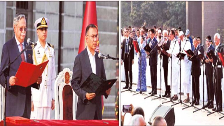 তারেক রহমানের নেতৃত্বে ৫০ সদস্যের শপথ