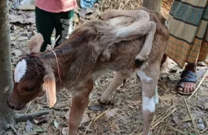 লালমোহনে ৬ পা বিশিষ্ট বাছুরের জন্ম