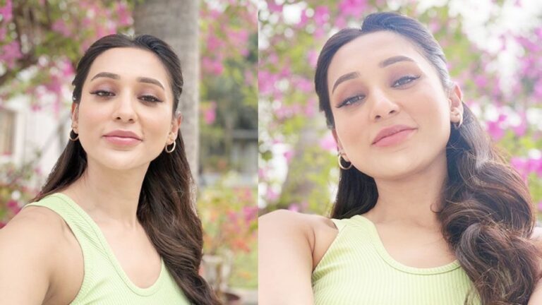 ফুলের মাঝে গ্ল্যামার ছড়ালেন মিমি চক্রবর্তী